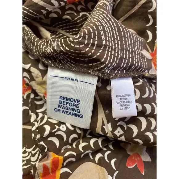 Old Navy Dress Women's XL Brown Print 2007 Y2K 100% Cotton Boho Fairy Cottage - Picture 5 of 7